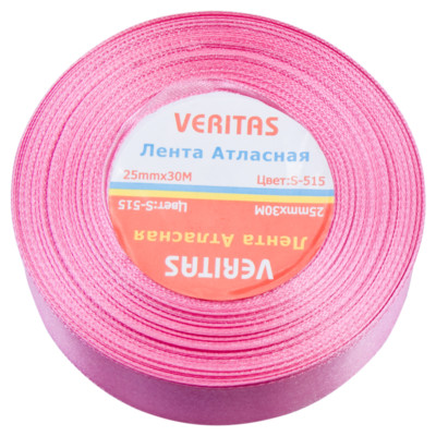 Лента атласная Veritas шир 25мм цв S-515 розовый яркий (уп 30м) (2)