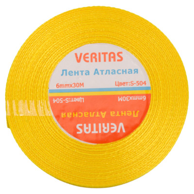 Лента атласная Veritas шир 6мм цв S-504 желтый яркий (уп 30м, 36ярд)3