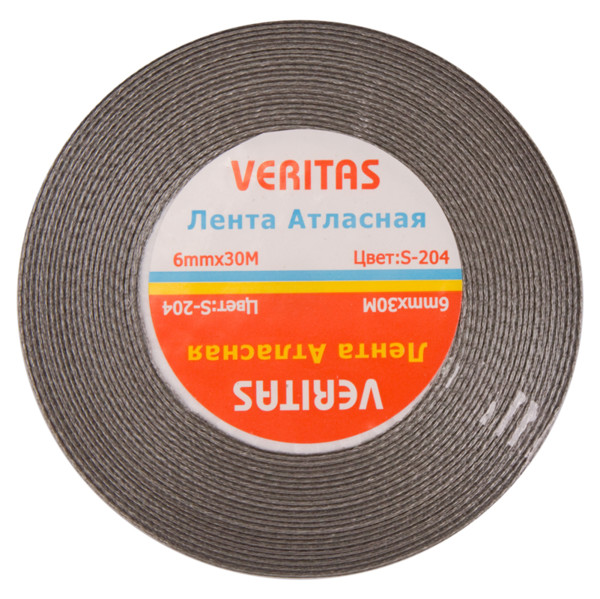 Лента атласная Veritas шир 6мм цв S-204 серый (уп 30м)3