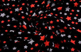 кулирная гладь 120-140гр/м2, 100хб, 180см, ое, дв.кр. звезды на черном tr003 купить по цене 296 руб в розницу от 1 метра - в интернет-магазине Веллтекс